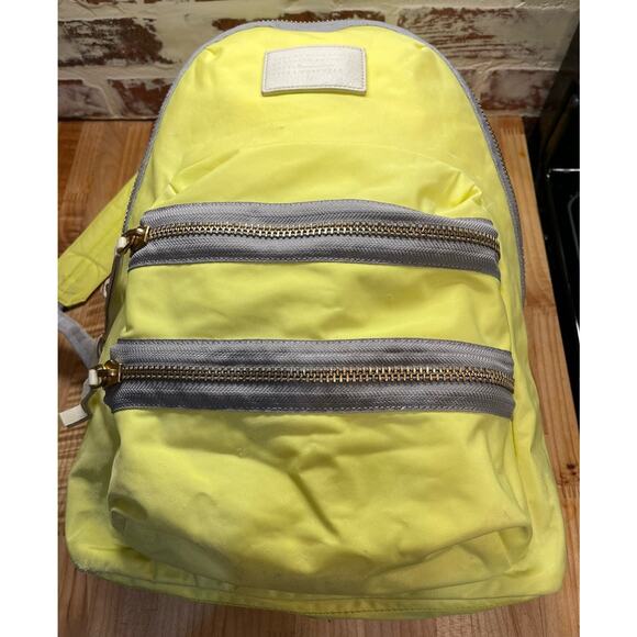 MARC JACOBS Backpack Yellow Leather Trim Gold Buckles Mother Bag Designer - Picture 2 of 16